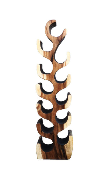 AFD Suar Wood 12 Bottle Wine Holder Natural Finishing Bar and Wine AFD Chocolate-Brow
